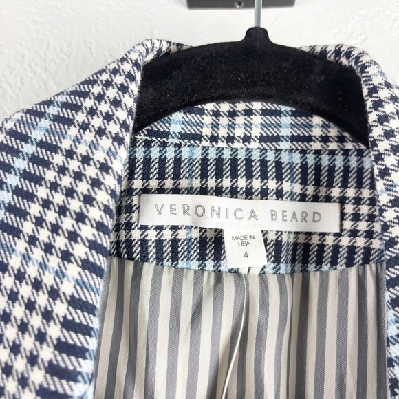 Veronica Beard Caldwell Dickey Jacket Blazer Blue White Plaid Size 4 Houndstooth - Picture 9 of 10